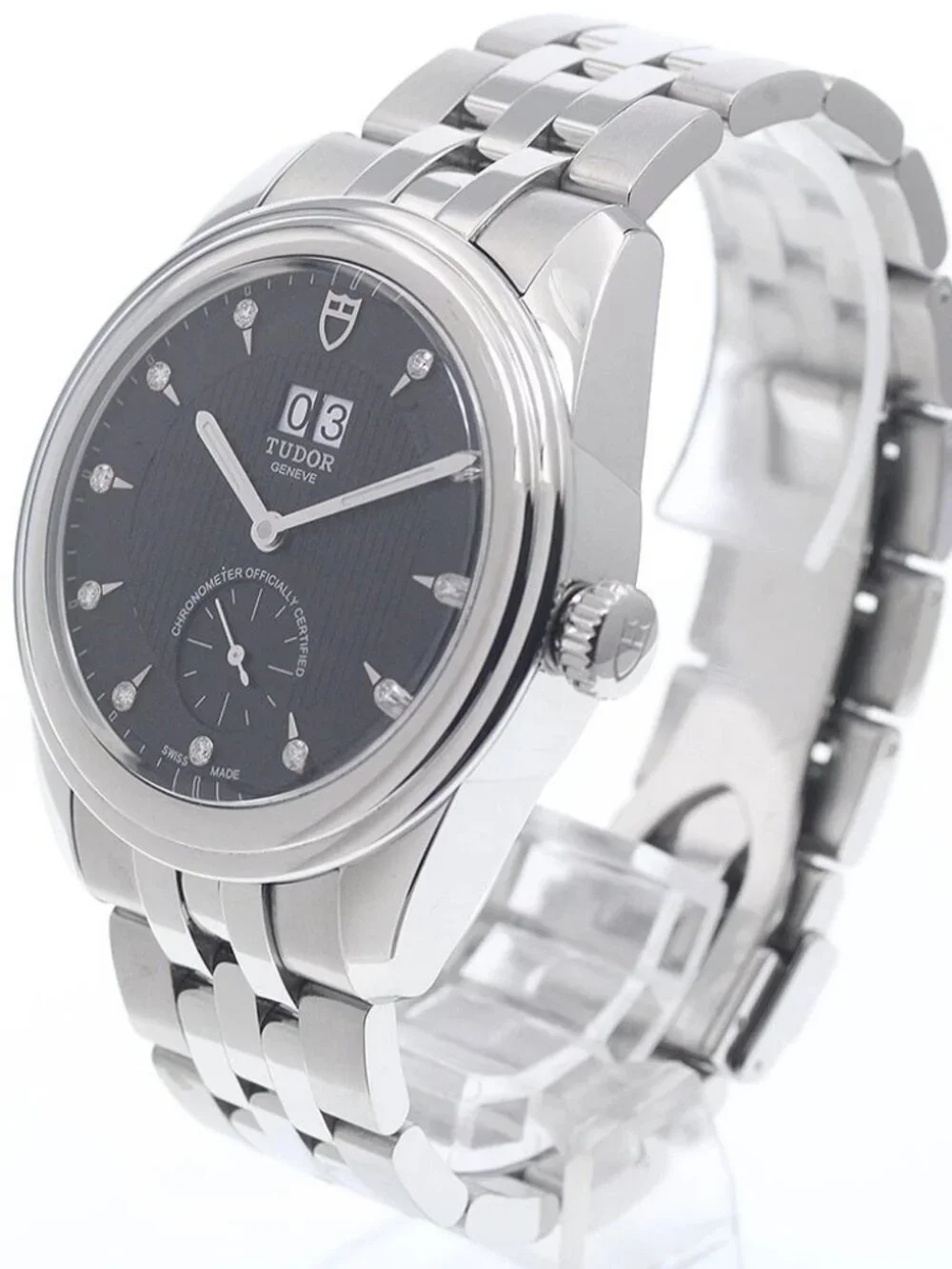 TUDOR Glamour 57100 Double date black Dial Automatic Men's Watch_956334
